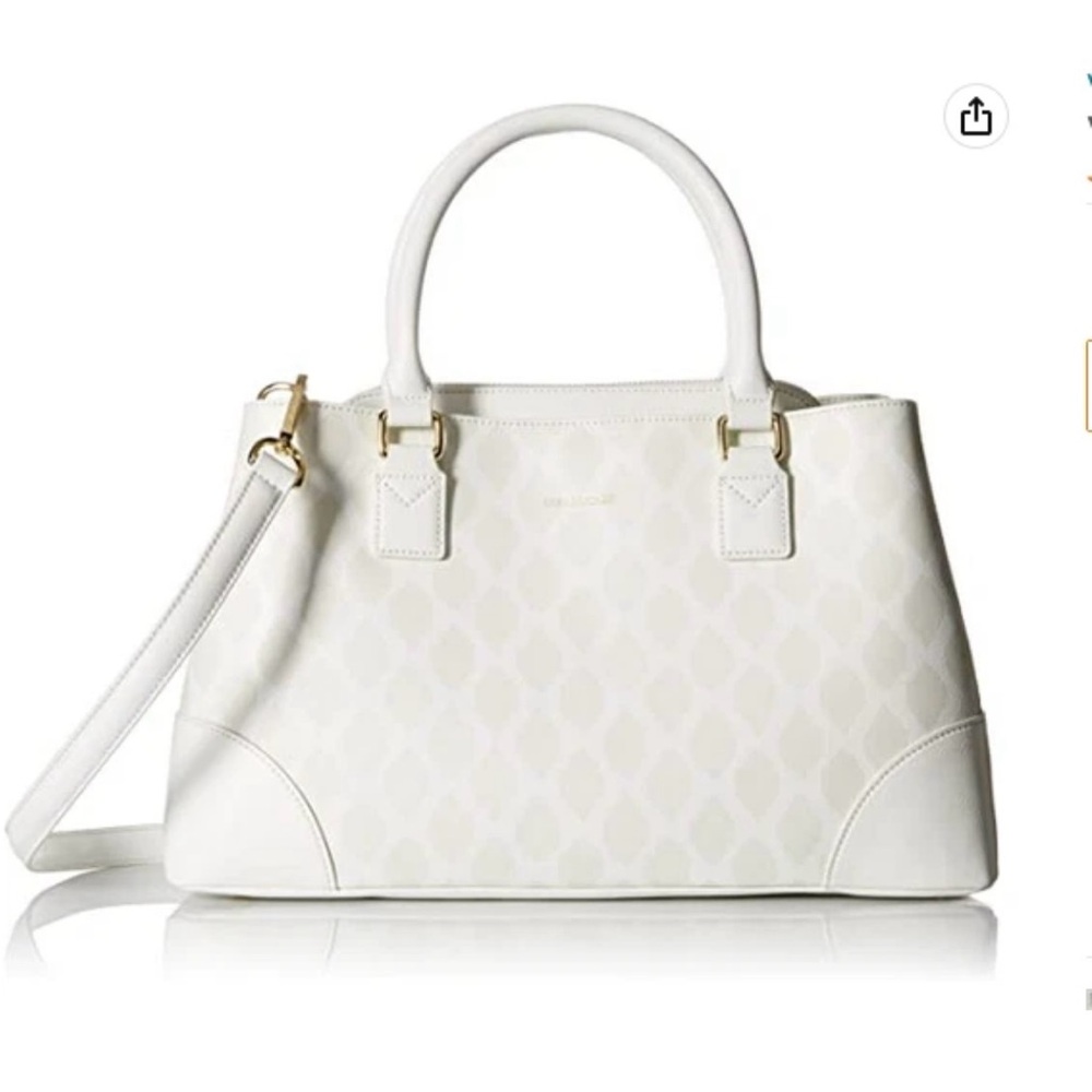 Vera Bradley Emma Ikat Diamonds Satchel Oyster White Purse